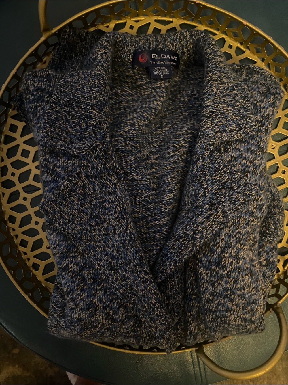 Women's Blue-Gray Marled Open Front Cardigan